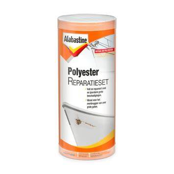 Afbeelding: Inhoud en onderdelen van de Alabastine Polyester Reparatieset