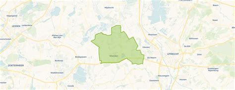 Kaart: Werkgebied van Stukadoors B.V. in Woerden en omgeving