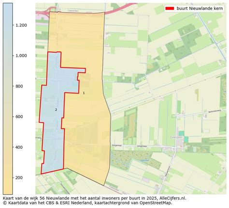 Kaart: Geografische ligging van Nieuwlande, Langerak, Geesbrug en Hoogeveen