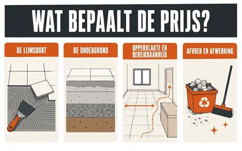 Infografiek: Factoren die de kwaliteit van keramische tegels bepalen (materiaal, persdruk, baktemperatuur, maatvastheid, vlakheid, afwerking)