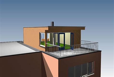 Diagram: Krachtslijnen bij dakopbouw op plat dak