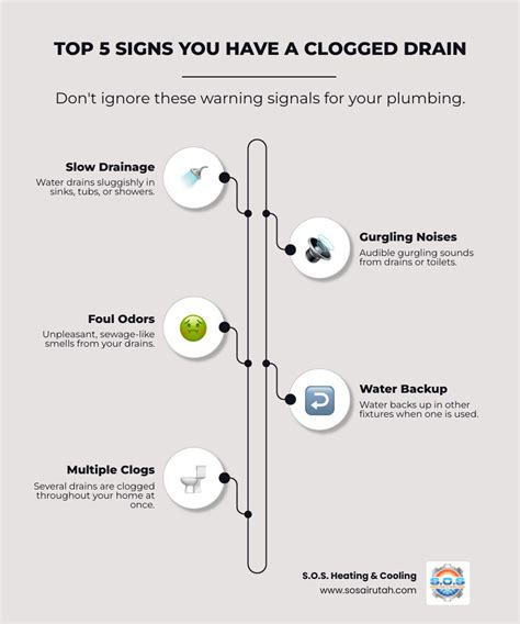 infographic showing common causes of slow drainage in showers