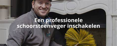 Voorbeeld van een professionele schoorsteenveger op hoogte
