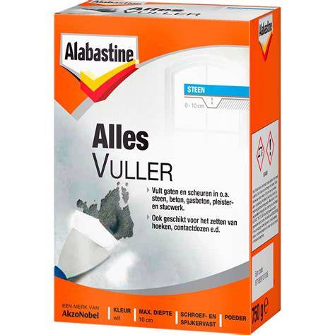 Diagram: Verschillende Alabastine vulmiddelen en hun toepassingen