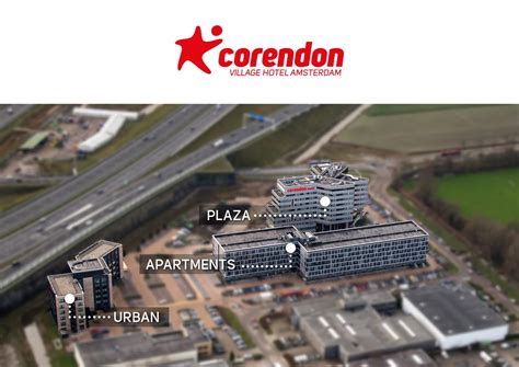 Infographic: Plattegrond van Corendon Village Amsterdam met Plaza, Urban en Apartments vleugels