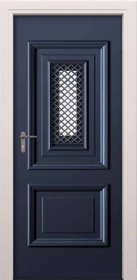 Voorbeeld: XL deursticker “Voordeur strak blauw met rooster”