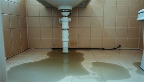 Foto: Voorbeeld van lekkage in de badkamer en natte plekken