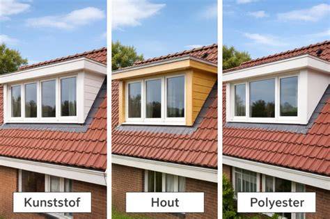 Diagram van materiaalkeuzes dakkapel: hout vs kunststof vs polyester