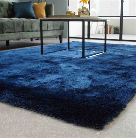 Blauw hoogpolig tapijt inspiratie