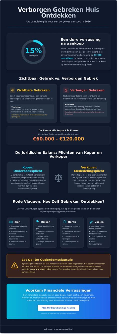 Infographic: overzicht onderzoeksplicht vs mededelingsplicht bij verborgen gebreken