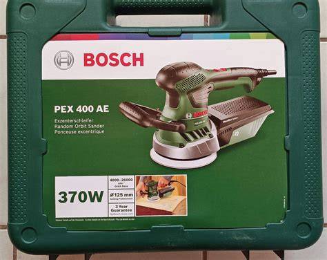 Bosch PEX 400 AE productafbeelding - infographic met specificaties
