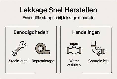 Diagram: stappen bij lekkage opsporing en schadebeperking