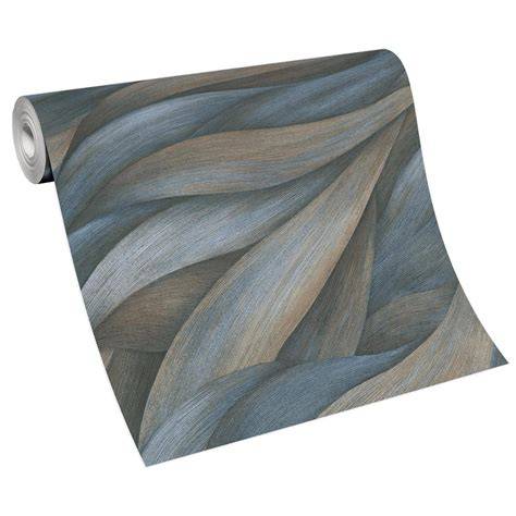 Afbeelding: Vliesbehang in blauw met houten paneelpatroon