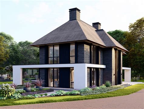 Voorbeeld van een klassieke symmetrische gevel met Centrale entree