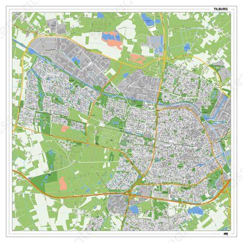 Kaart van Tilburg met locatie Piusplein en Jan Heijnsstraat