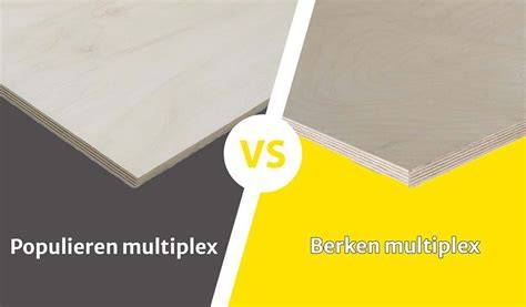 Vergelijking afbeelding: berken vs populieren vs okoumé multiplex