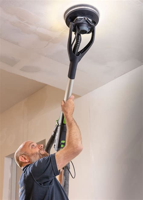 Gedetailleerde afbeelding van de LED-lichtring op de schuurkop van een Festool PLANEX schuurmachine.