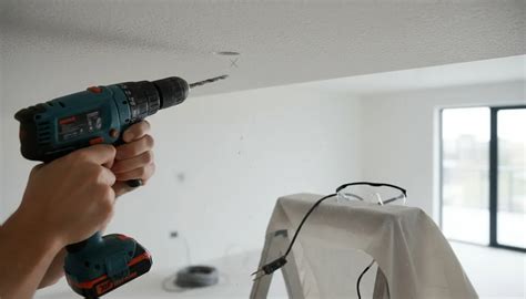Illustratie: overzicht gereedschap en stappenplan voor boren in plafond