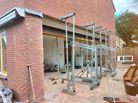 Diagram: Stutten en balkconstructie bij sloopdragende muur