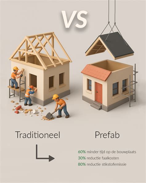 Infographic naar materialen en processen van prefab bouwen