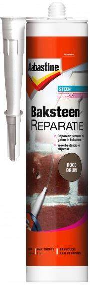 Infographic: Stappenplan voor baksteenreparatie met Alabastine Baksteen Reparatie