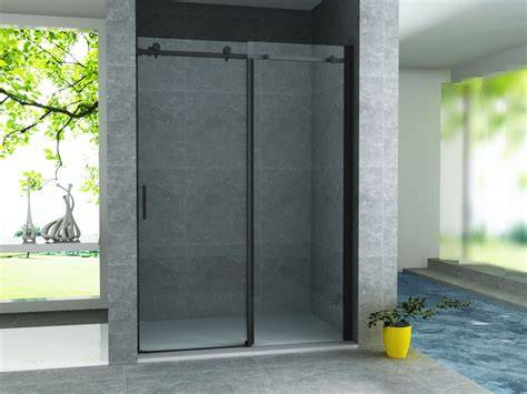 Afbeelding van Crystal Allure-schuifdeur in mat zwart met 8 mm glas