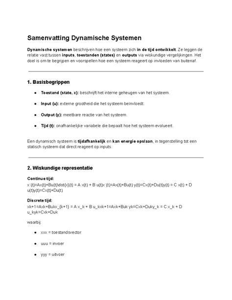 Table: samenvatting systemen en kenmerken