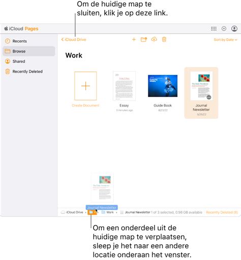 Screenshot van het 'Media kiezen' venster in Pages voor iCloud