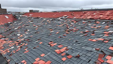 Foto: Voorbeelden van stormschade aan dakpannen en nokvorsten