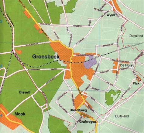 Groesbeek kaart met wijkindelingen en Drul/Centrum-Noord