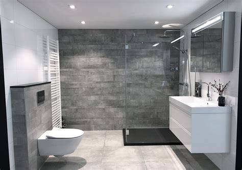 Betonlook wandtegels in modern badkamerontwerp