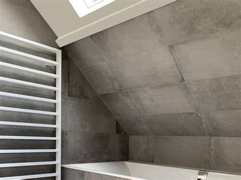 Betonlook wandtegels in keukenachterwand