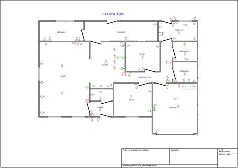 Voorbeeld: installatieplan voor wand-, grond- en spotlightverlichting