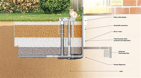 Schema: voorgestelde drainage- en infiltratiesystemen rondom woning
