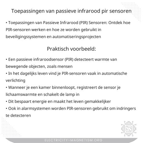 Bar-diagram: PIR diktes en toepassingen