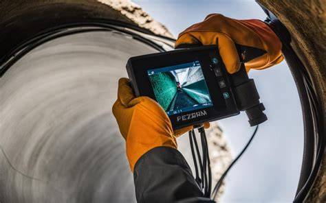 Foto van een rioolinspectie met camera