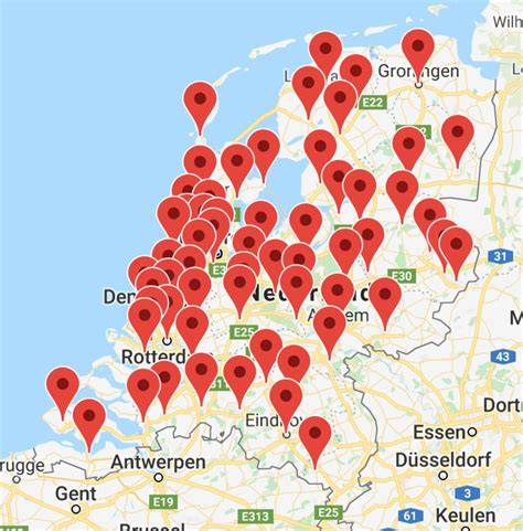 Kaart van locaties waar impregnering op locatie mogelijk is