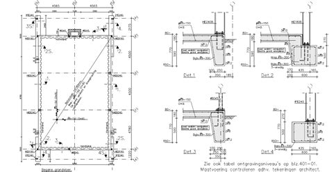 Technische tekening: bekisting en wapening in een fundering