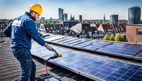 Onderhoud en schoonmaak van zonnepanelen op plat dak