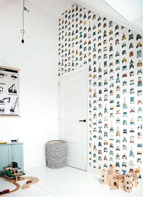 Foto: Voorbeelden van auto behang en muurstickers in een kinderkamer