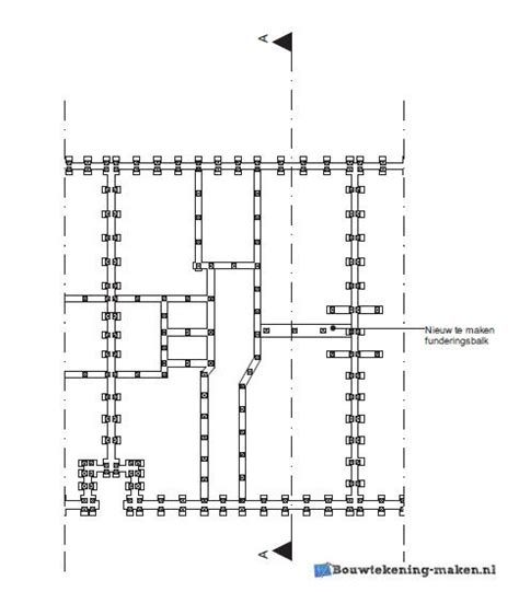 Figuur A 33-5 Excentrisch aangrijpende belastingen: plattegrond fundering, drukverdeling en te nemen deel van constructie