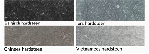 Infographic: Overzicht soorten Blauwe Hardsteen (Belgisch, Aziatisch, Vietnamees) en belangrijkste kenmerken