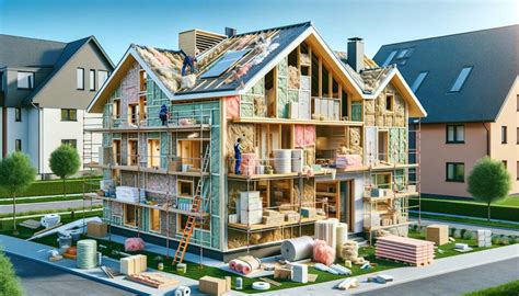 Illustratie van verschillende isolatiematerialen voor muren, daken en vloeren