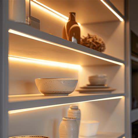 Afbeelding: verlichte plafondhoge wandkast met geïntegreerde achterwandverlichting