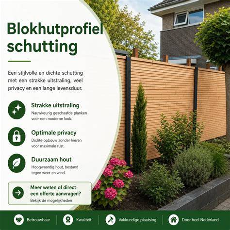 Diagram: bouwonderdelen van een blokhutprofiel schutting