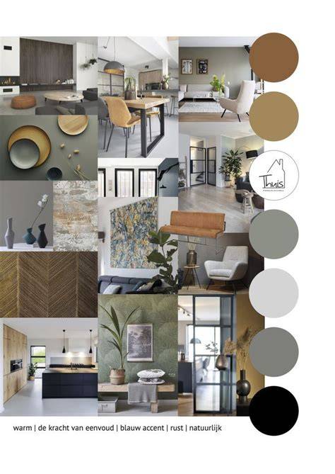 Afbeelding: 3D-visualisatie van een living met moodboard en lampen