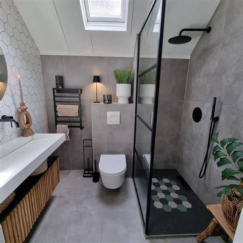 Kleine badkamer inspiratie met inloopdouche - foto collage