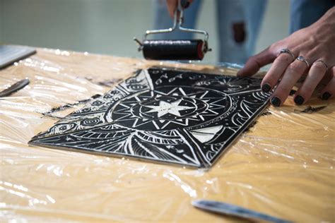 Foto van lino print workshop samenvatting