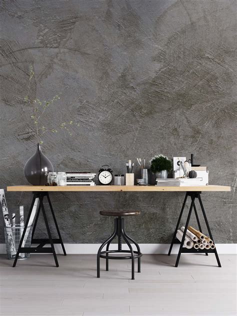 Voorbeeld van een naadloze muur met Airtex betonlook behang.