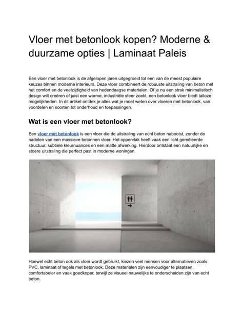 Infographic: Betonlook vloer opties en vergelijking
